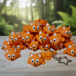 3D printēts elastīgs lapsas atslēgu piekariņš ar zvaigznes karabīnīti